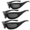 Cycling Sunglasses Chopper Outdoor Sports Glasses For Men Wrap Around UV400 Protection For Fishing Driving Glasses Windproof Gray Lens 3 Pack