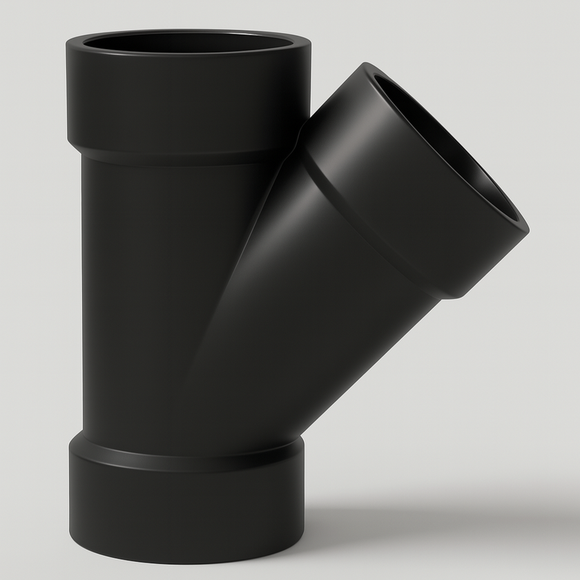 LESSO ABS 45° Wye – Hub x Hub x Hub DWV Fitting | 1 1/2