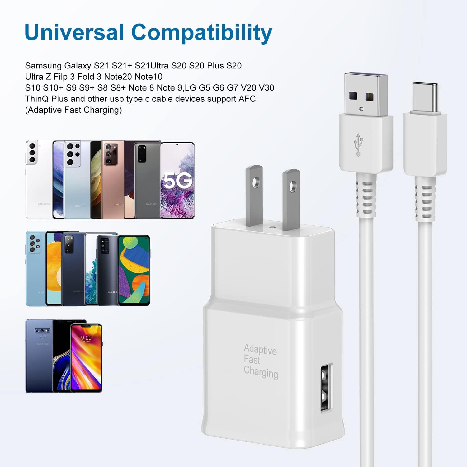 USB-C Fast Charger 2-Pack with 6ft Cable