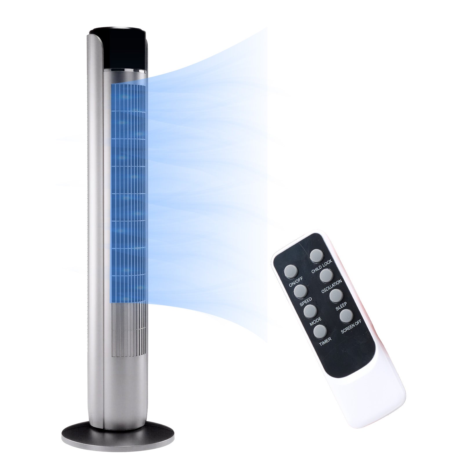 Standing Tower Fan 35-Inch – 5-Speed Remote Control, 12H Timer & 60° Oscillation