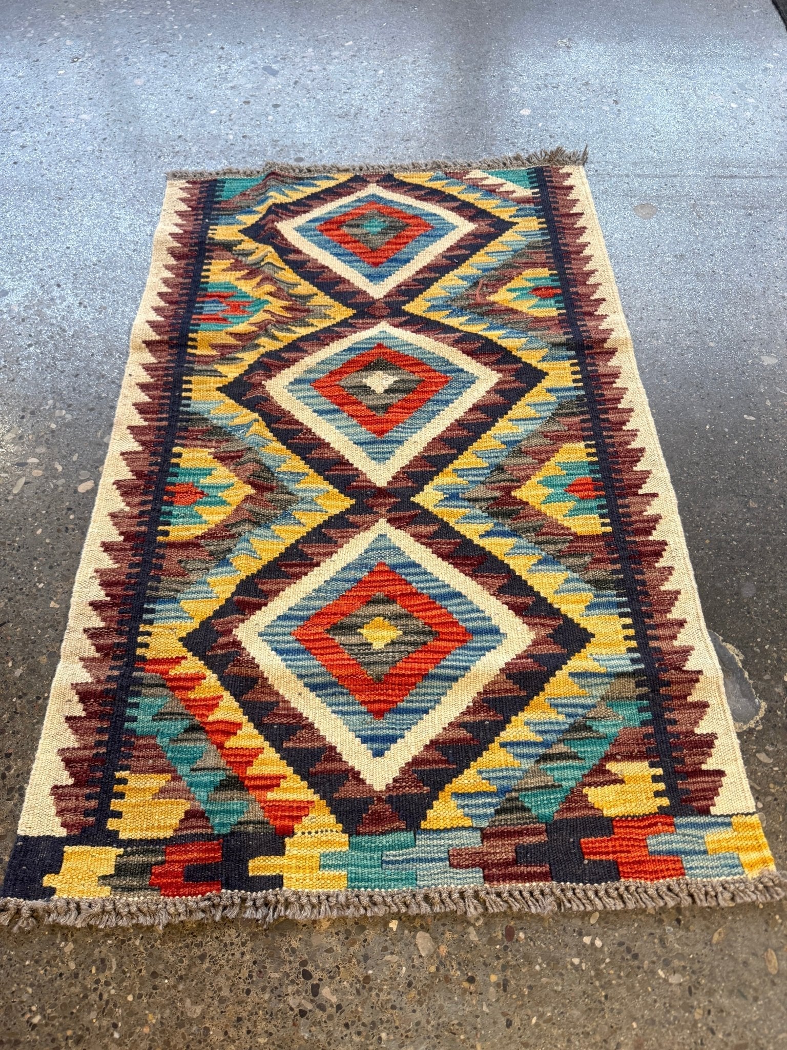 Afghan Maimana Kilim Rug | 2' 1
