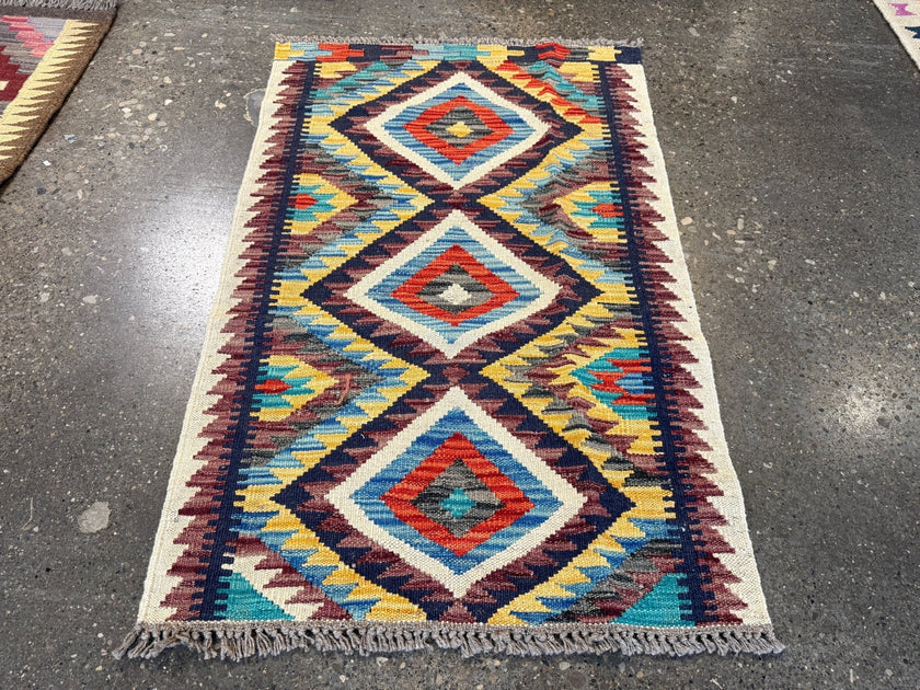 Afghan Maimana Kilim Rug | 2' 1