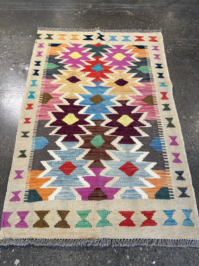 Afghan Maimana Kilim Rug | 2' 8