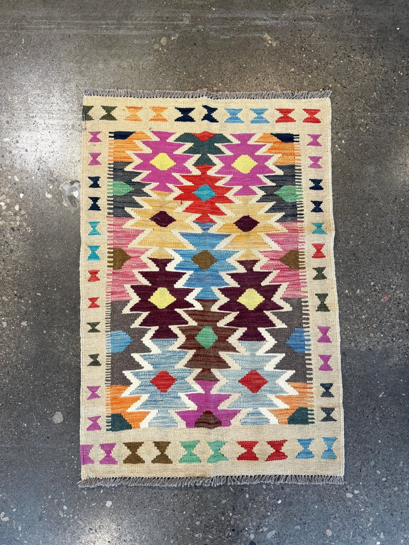 Afghan Maimana Kilim Rug | 2' 8