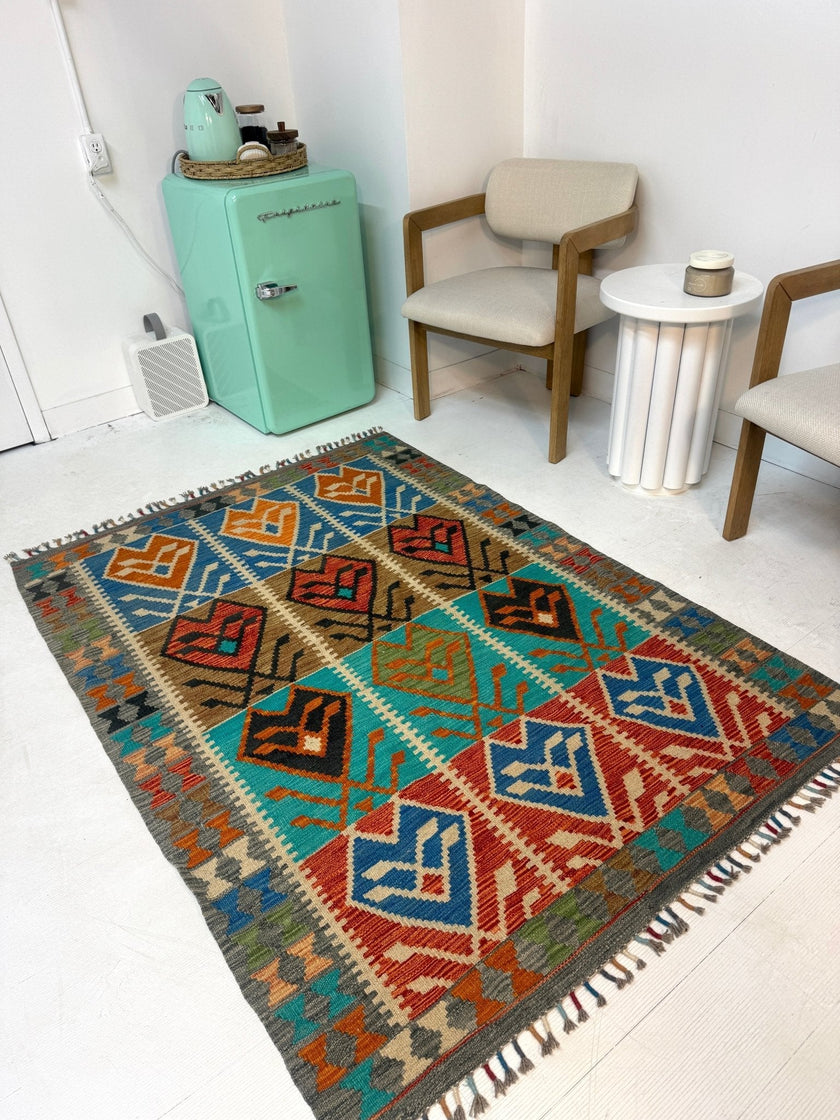 Afghan Maimana Kilim Rug | 4' 1