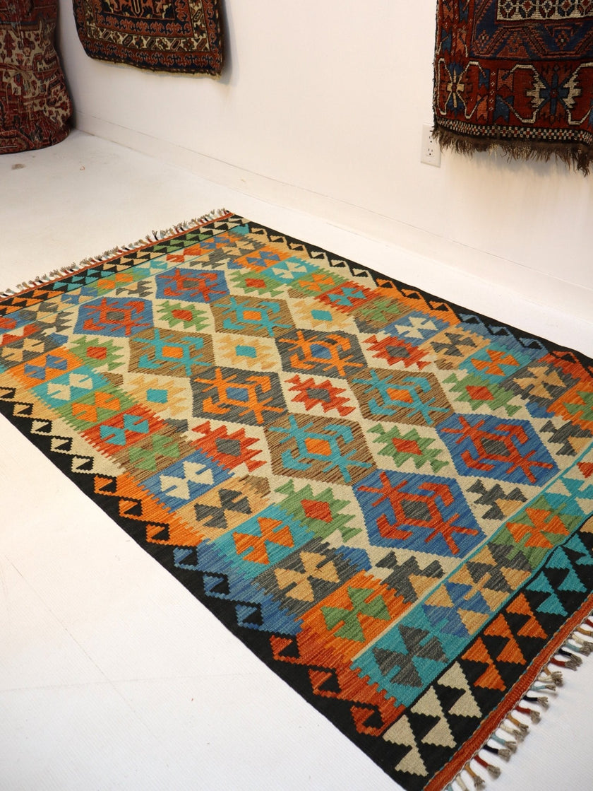 Afghan Maimana Kilim Rug | 4' 2