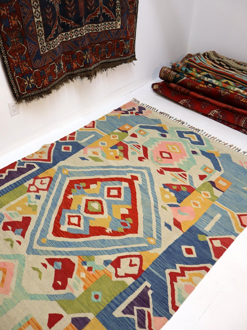Afghan Maimana Kilim Rug | 5' 7
