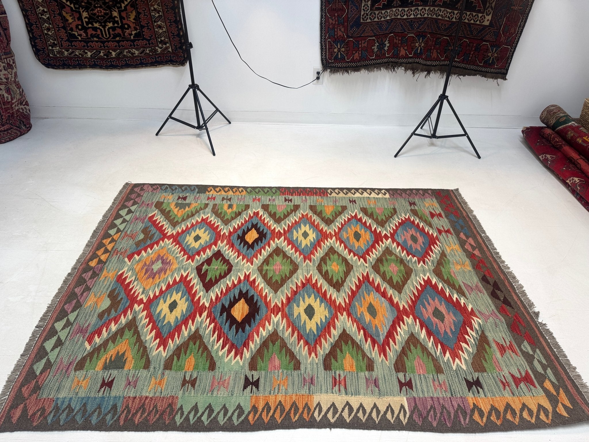 Afghan Maimana Kilim Rug | 5' x 6' 7
