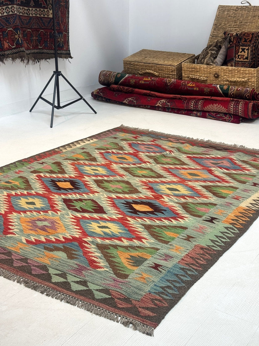 Afghan Maimana Kilim Rug | 5' x 6' 7