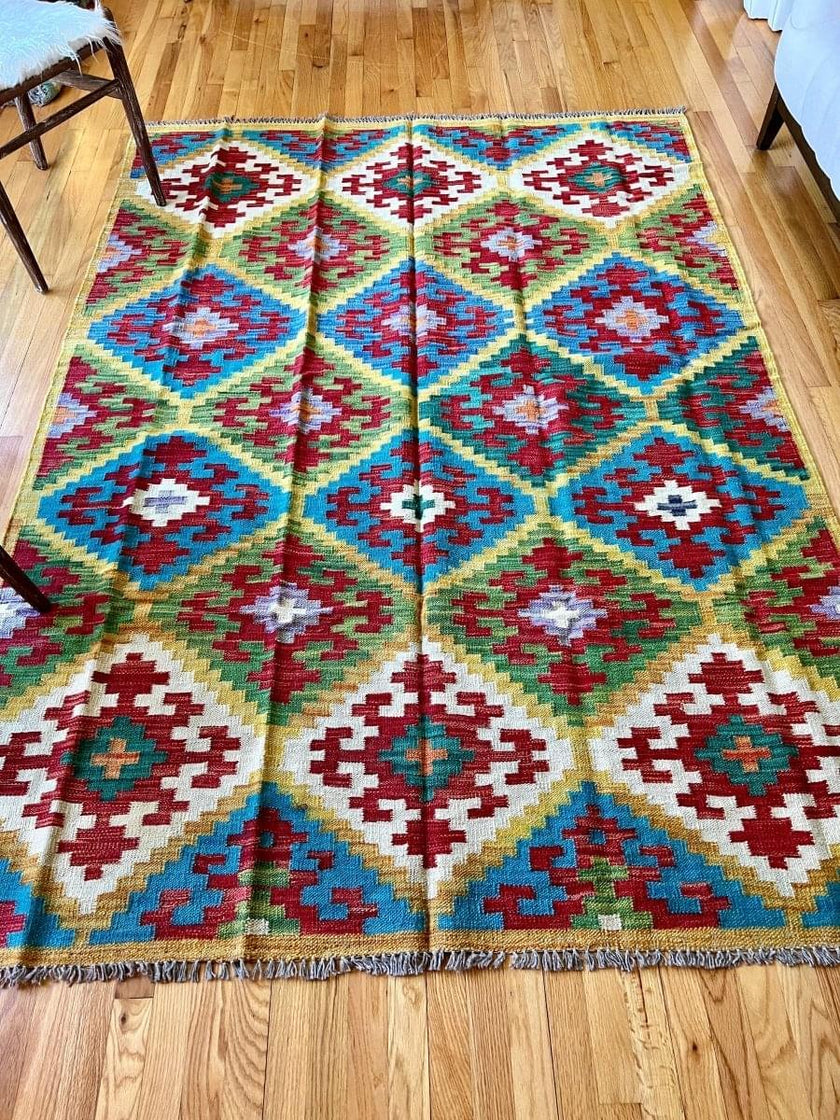 Afghan Maymana Kilim Rug | 8' x 5' 9