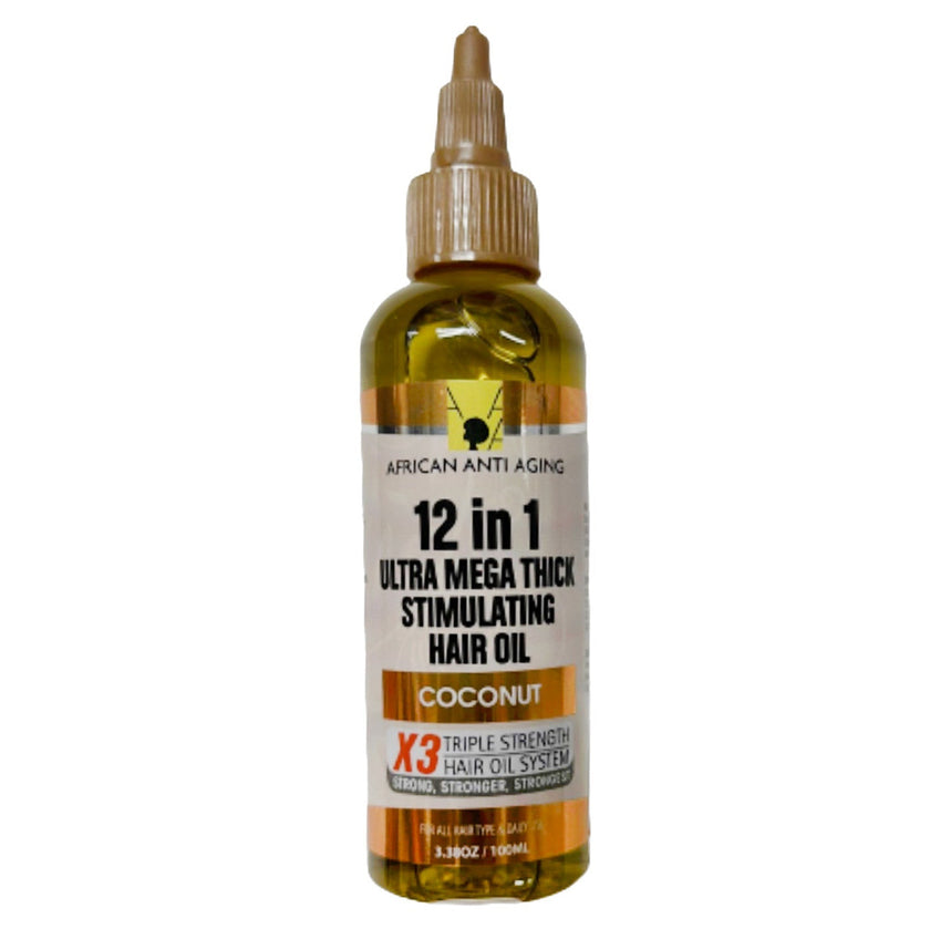 AFRICAN ANTI AGING 12-IN-1 ULTRA MEGA THICK STIMULATING HAIR OIL - COCONUT 3.38OZ