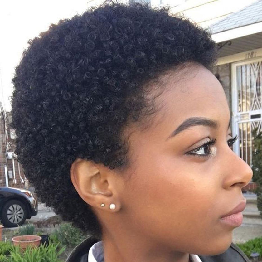 Afro curly Ful Wigs Short Pixie Cut Wig Curly Human Hair Wigs For Black Women