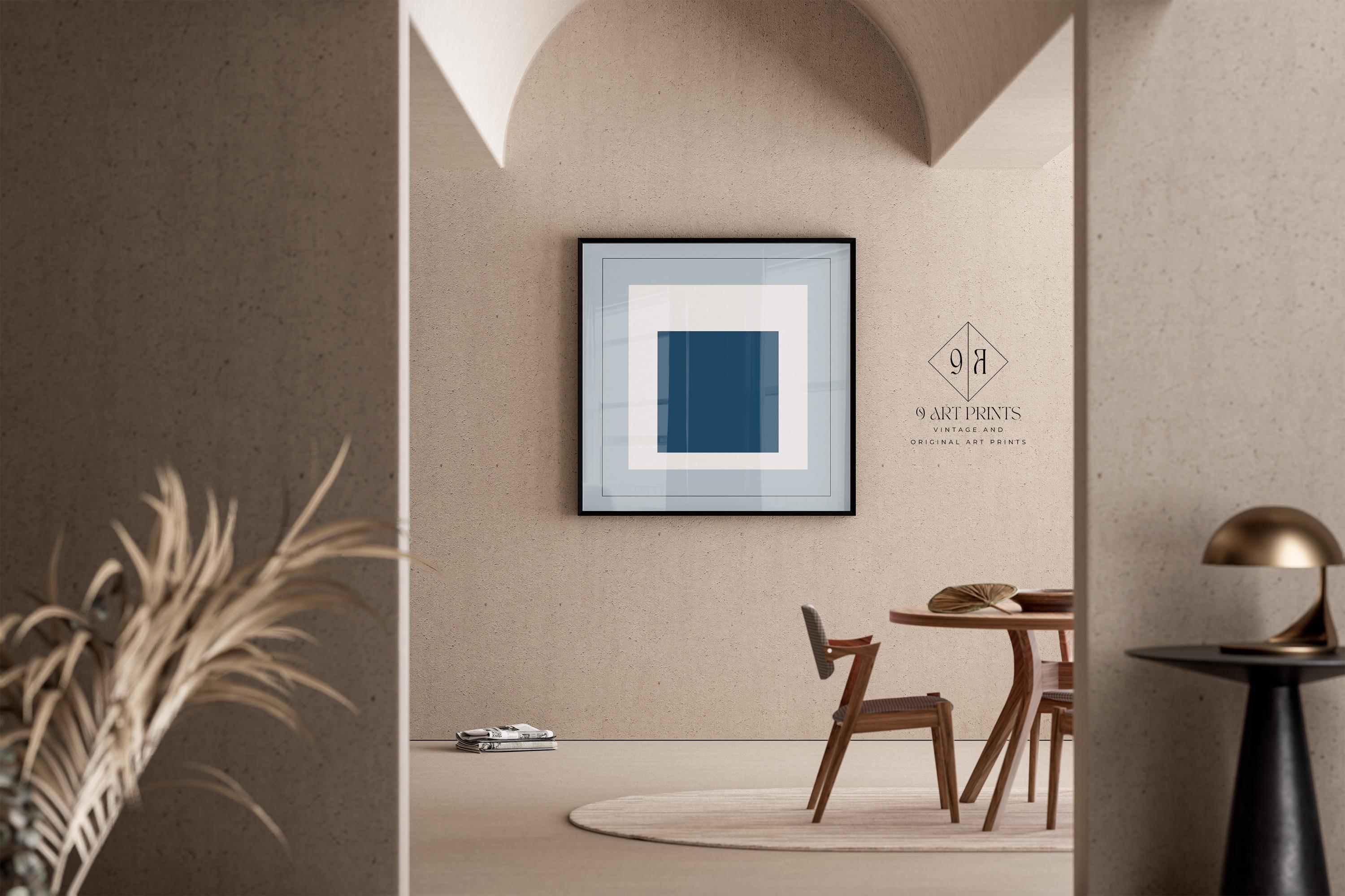 After Josef Albers - Madmen (Homage to the Square) PRINT |  Mid-century Modern Art Print in Cool Blue (available framed) 1x1