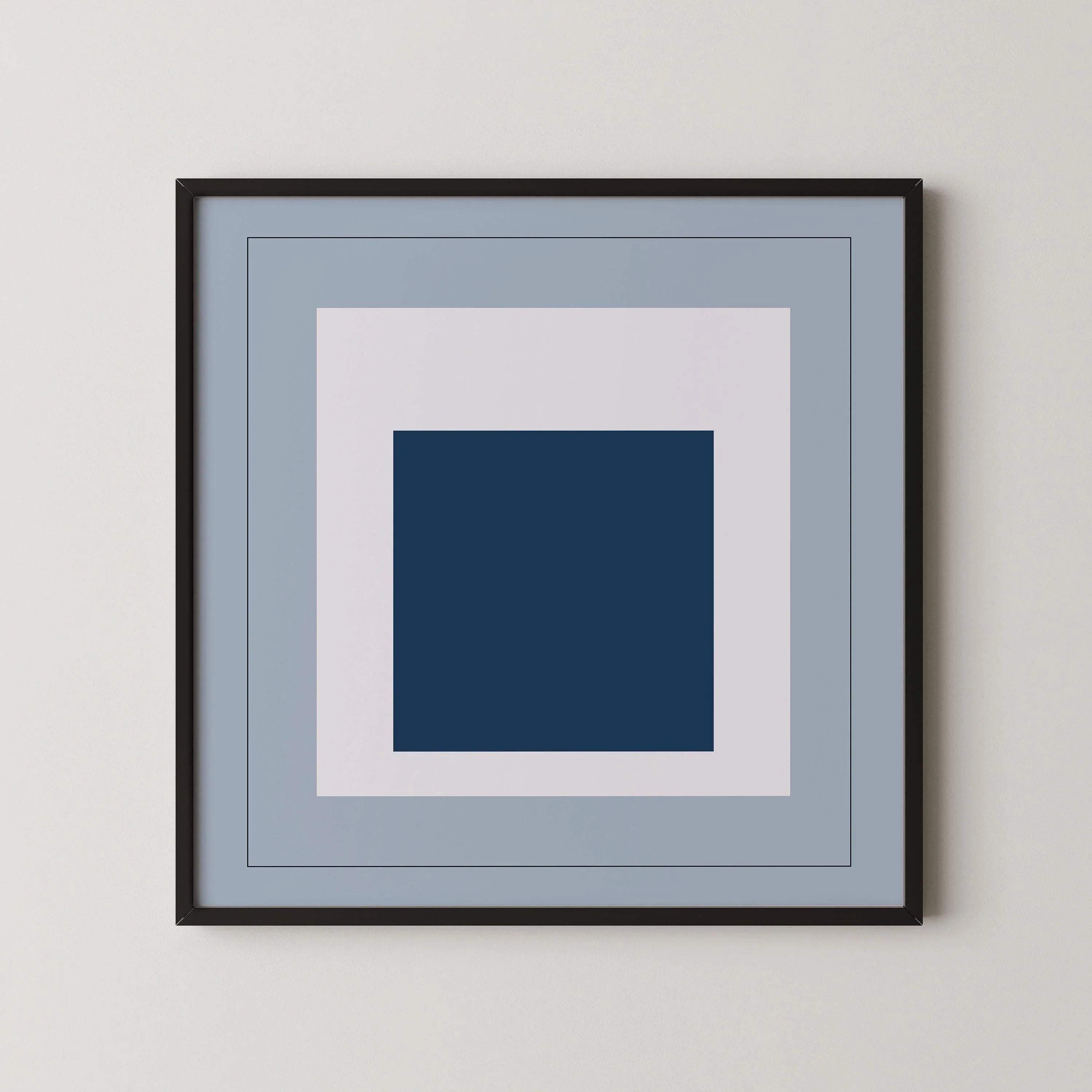 After Josef Albers - Madmen (Homage to the Square) PRINT |  Mid-century Modern Art Print in Cool Blue (available framed) 1x1