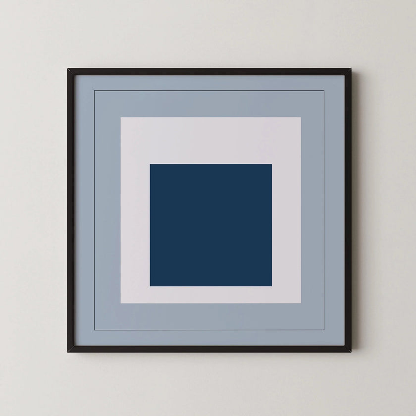 After Josef Albers - Madmen (Homage to the Square) PRINT |  Mid-century Modern Art Print in Cool Blue (available framed) 1x1