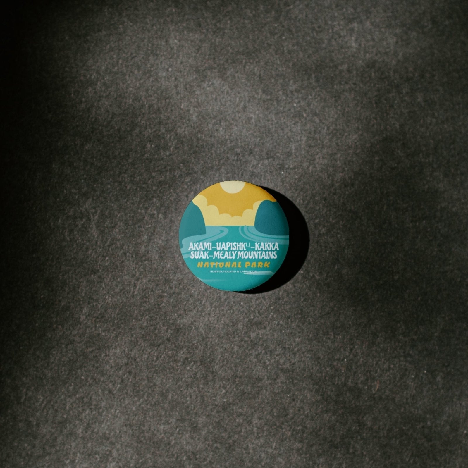 Akami-Uapishk-KakKasuak-Mealy Mountains National Park of Canada Pinback Button, Canada Parks