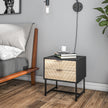 Emery Modern Bedside Table with 2 Drawers and Steel Legs-Black/Oak
