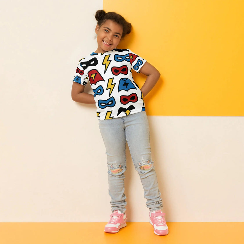 Paper peace Kids crew neck t-shirt - Superhero Symbols