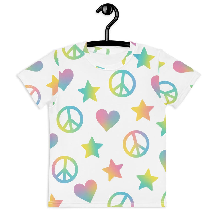 Paper peace Kids crew neck t-shirt - Peace Signs, Hearts & Stars