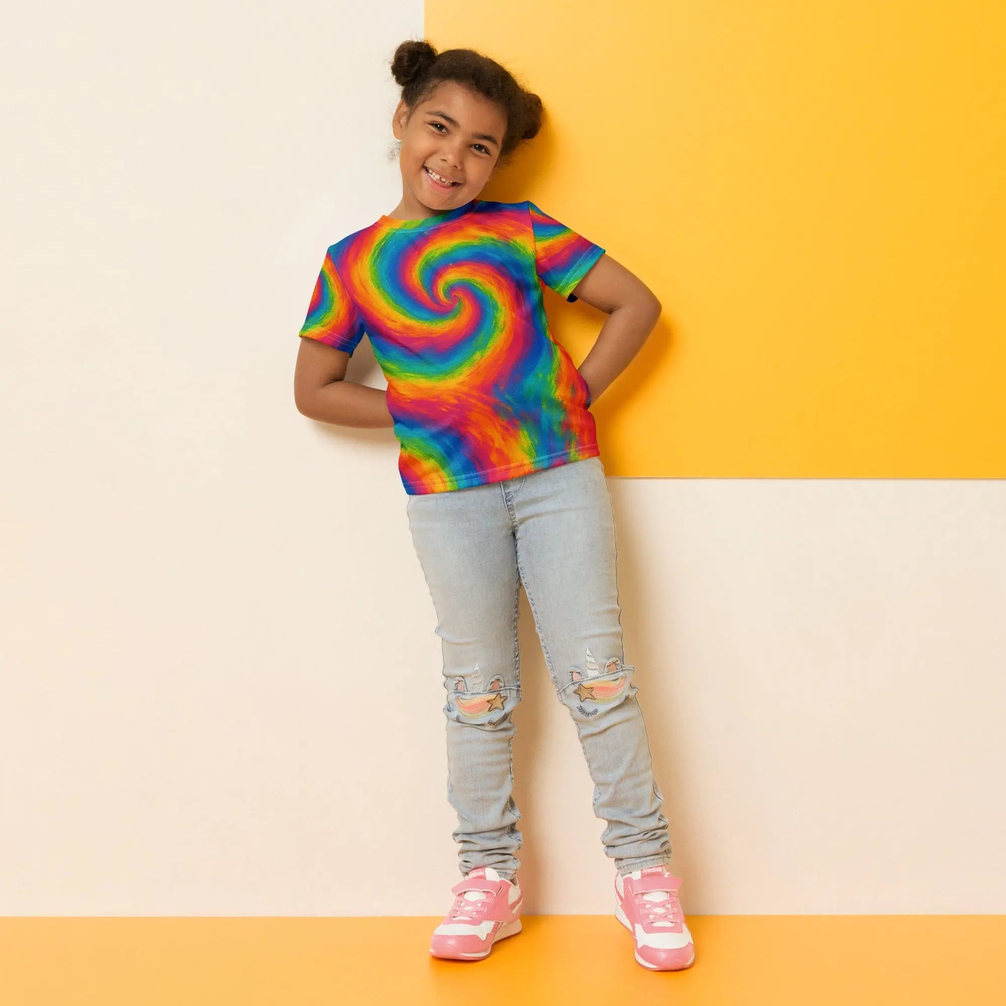 Paper peace Kids crew neck t-shirt - Chaotic Tie-Dye
