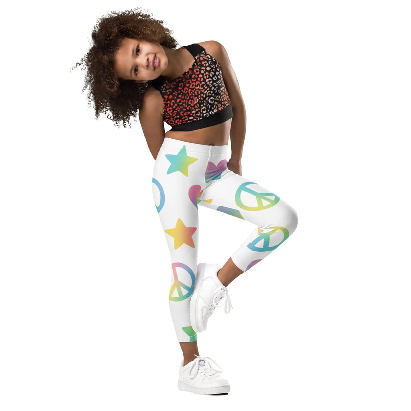 Paper peace Kid's Leggings - Peace Signs, Hearts & Stars