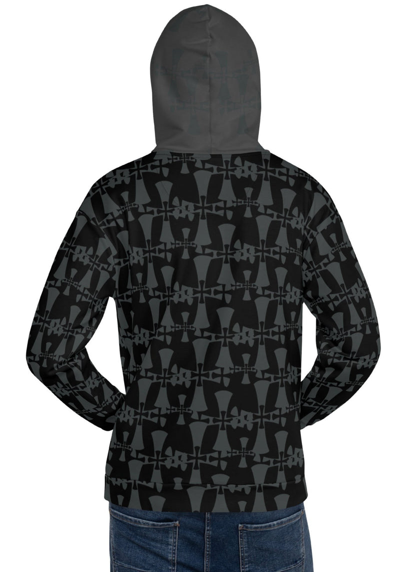 Men's Recycled Premium Black-Gray Hoodie-Allover 3 crusader print