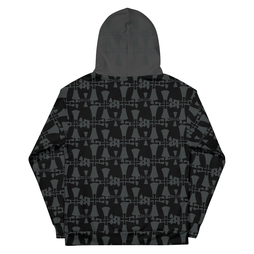 Men's Recycled Premium Black-Gray Hoodie-Allover 3 crusader print
