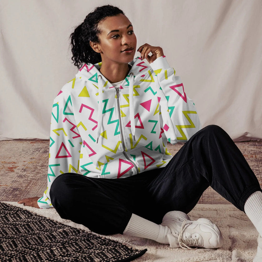 Paper peace Unisex zip hoodie - Neon Geometrics