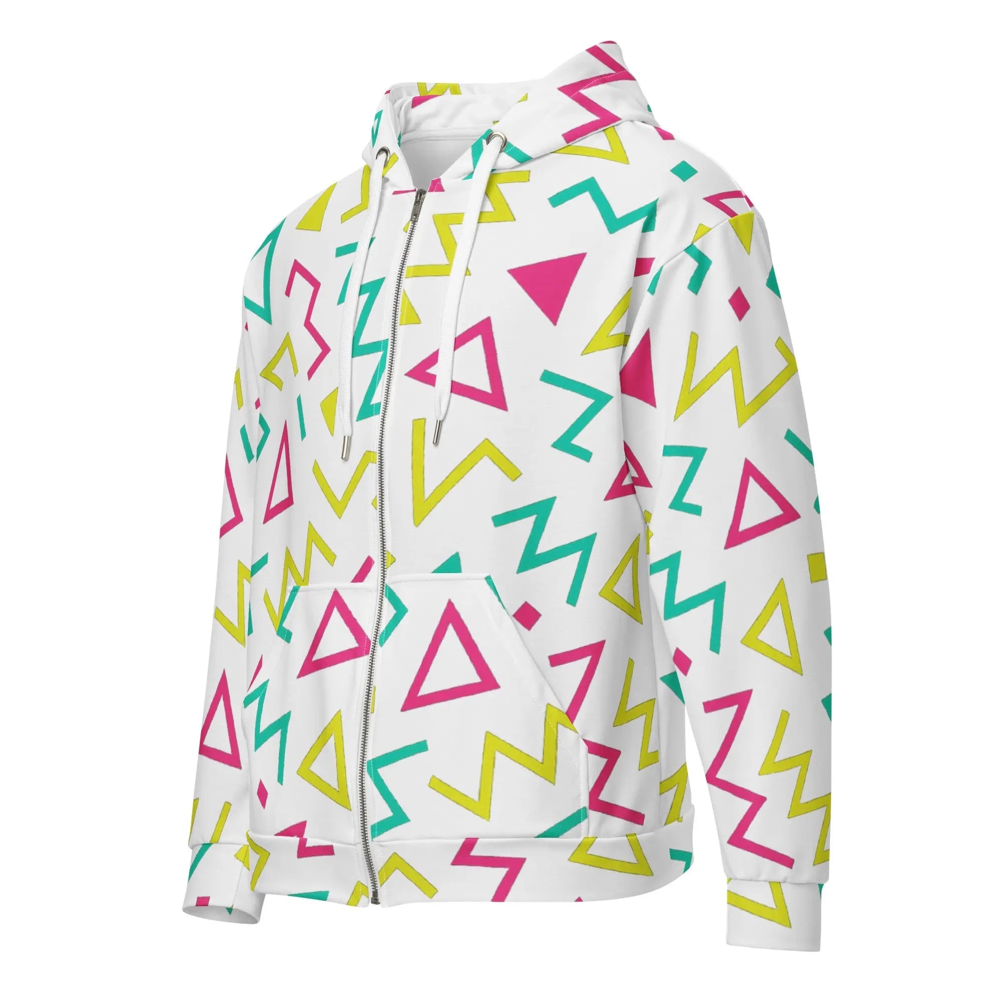 Paper peace Unisex zip hoodie - Neon Geometrics