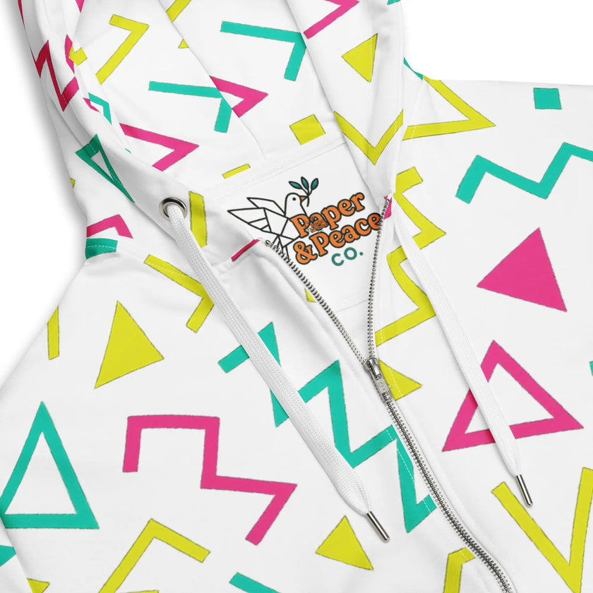 Paper peace Unisex zip hoodie - Neon Geometrics