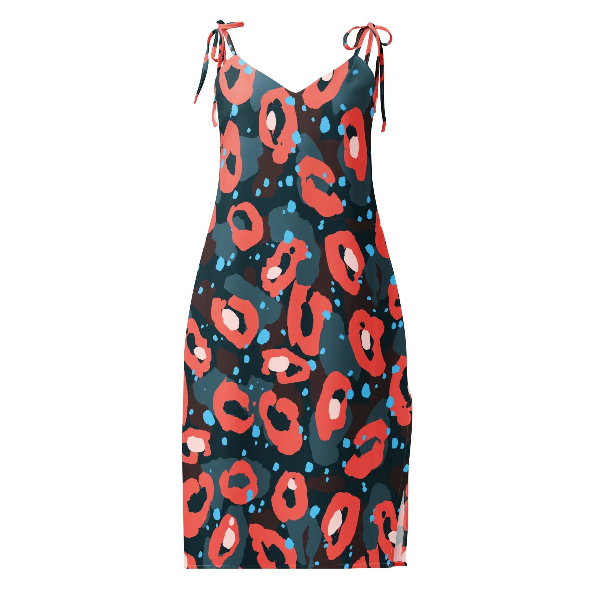 Tie-strap midi dress - Hot Pink Leopard Print
