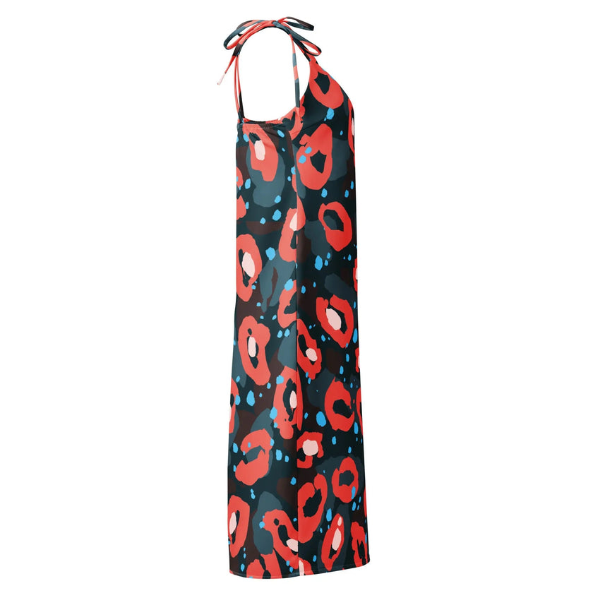 Tie-strap midi dress - Hot Pink Leopard Print