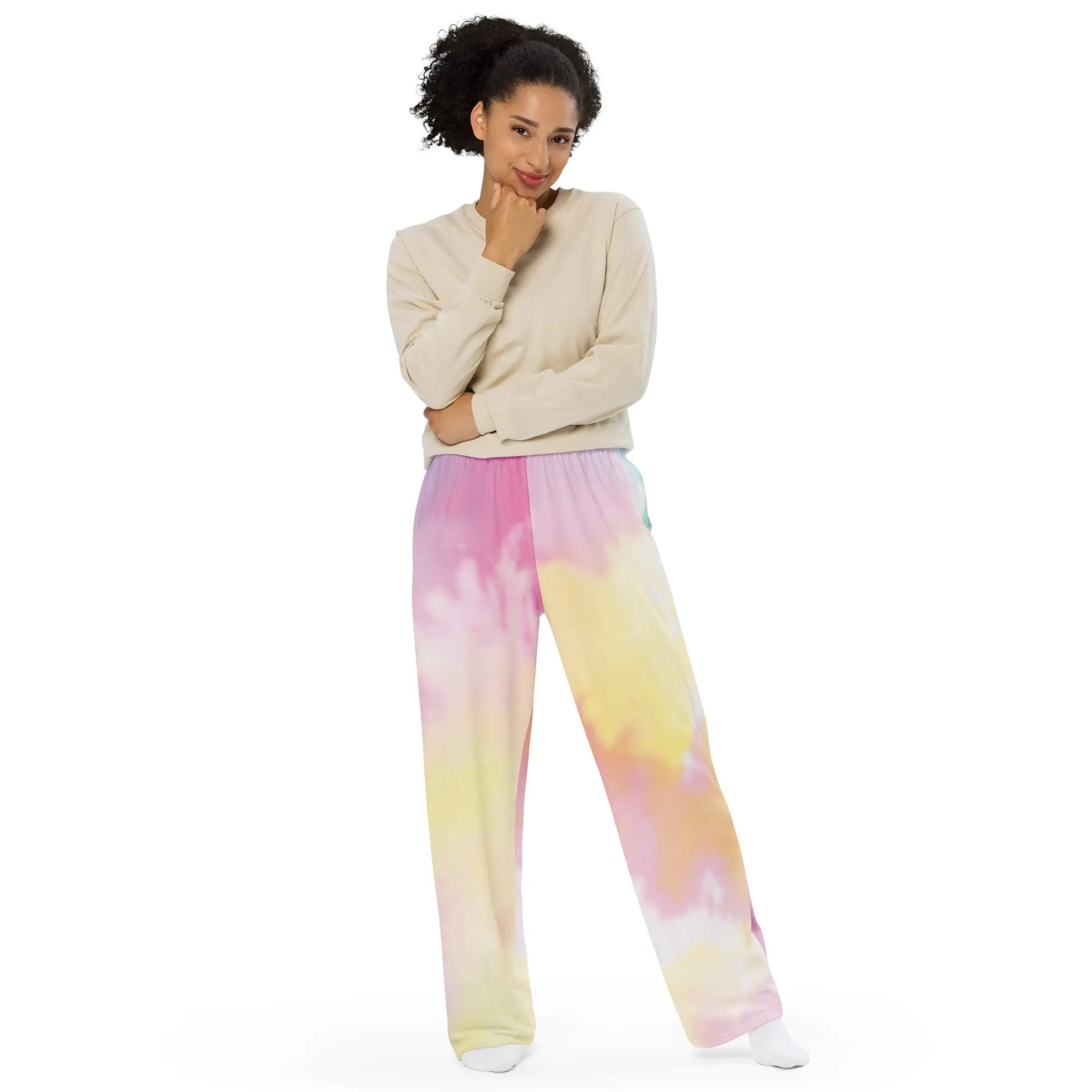 All-over print unisex wide-leg pants - Tie Dye