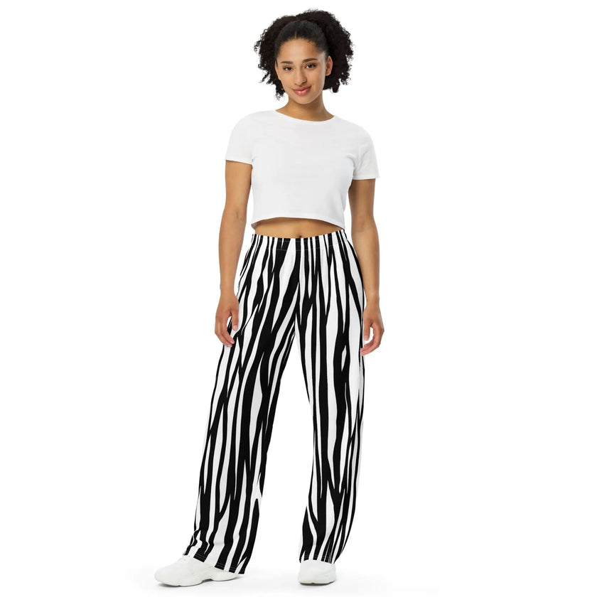 All-over print unisex wide-leg pants - Zebra Print