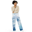 All-over print unisex wide-leg pants - Blue&White Tie Dye