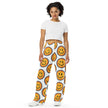 All-over print unisex wide-leg pants - retro smiley faces