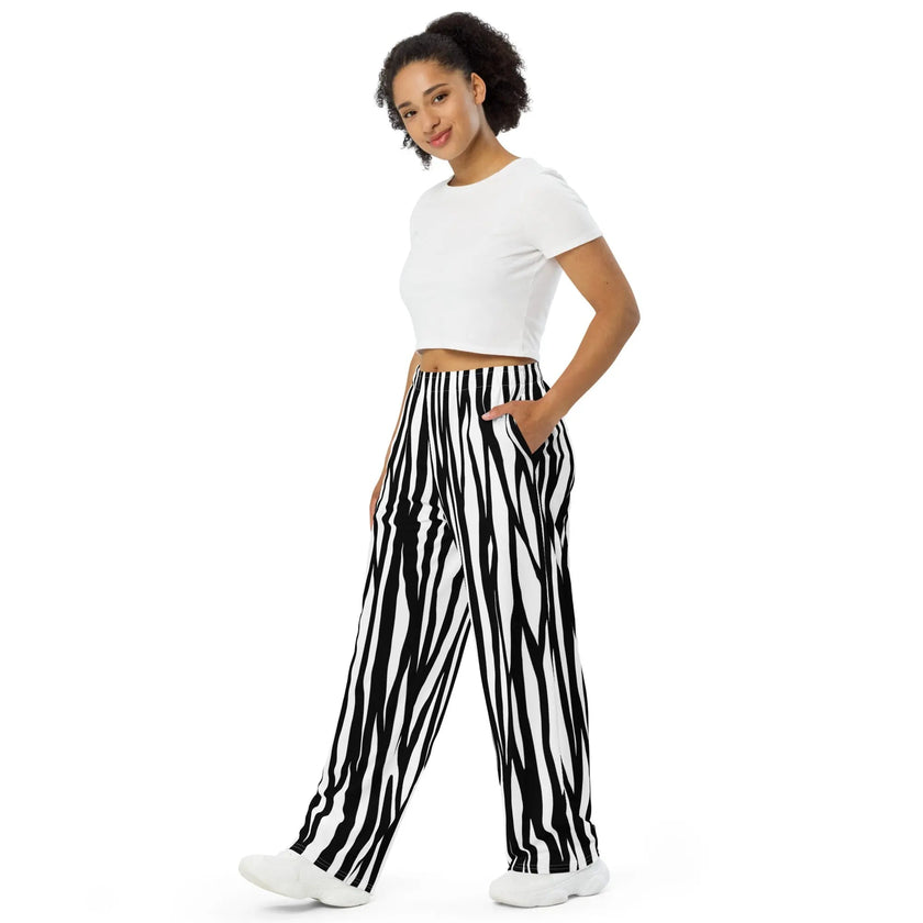 All-over print unisex wide-leg pants - Zebra Print