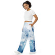 All-over print unisex wide-leg pants - Blue&White Tie Dye
