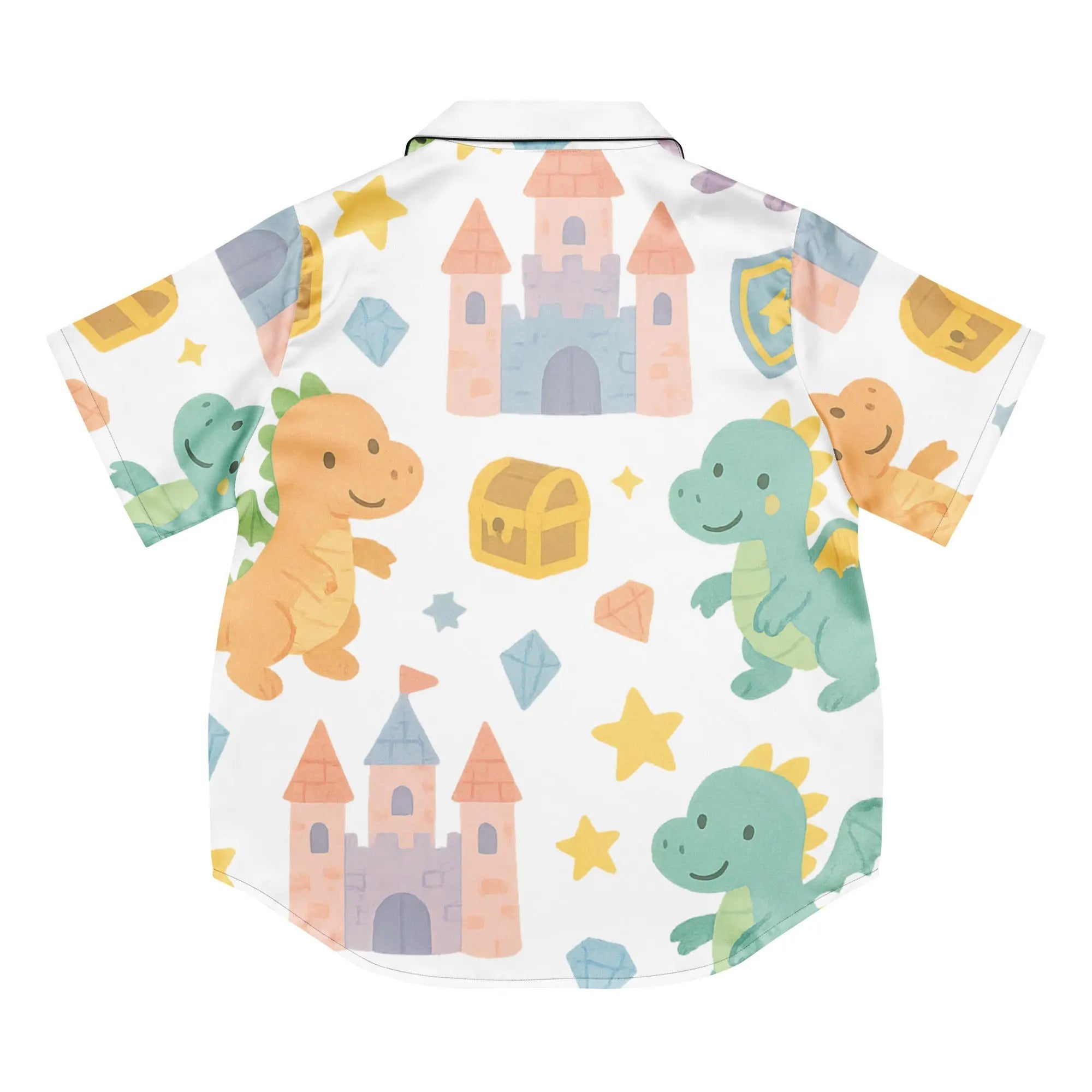 All-over print women’s short sleeve pajama top - Dragon Tales