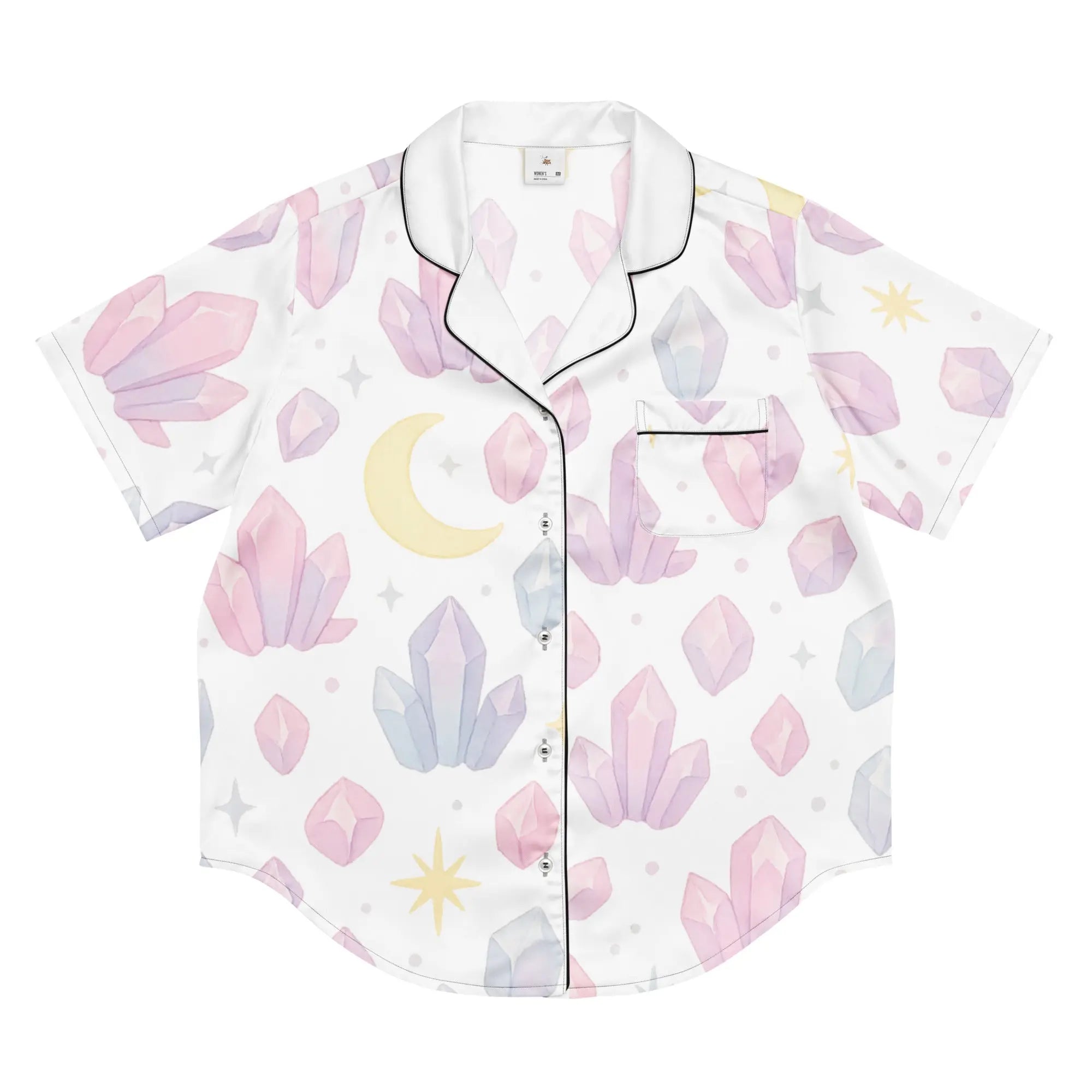 All-over print women’s short sleeve pajama top - Crystal Glow