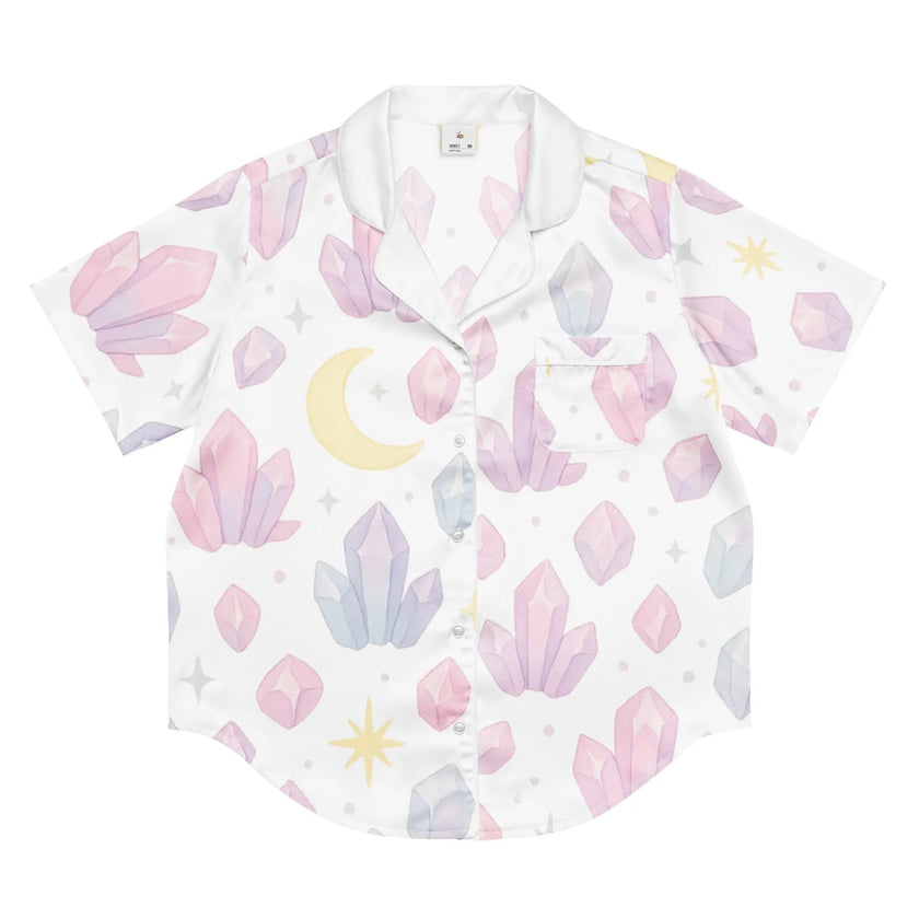 All-over print women’s short sleeve pajama top - Crystal Glow