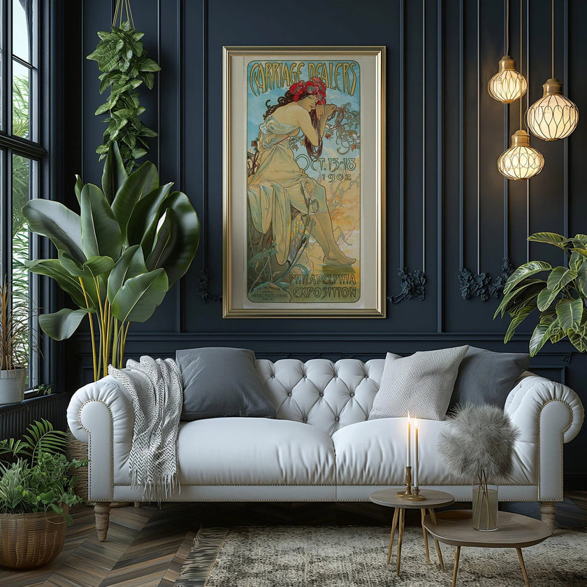 Alphonse Mucha - Carriage Dealers | Vintage Narrow Vertical Art (available handframed or unframed) 2x1