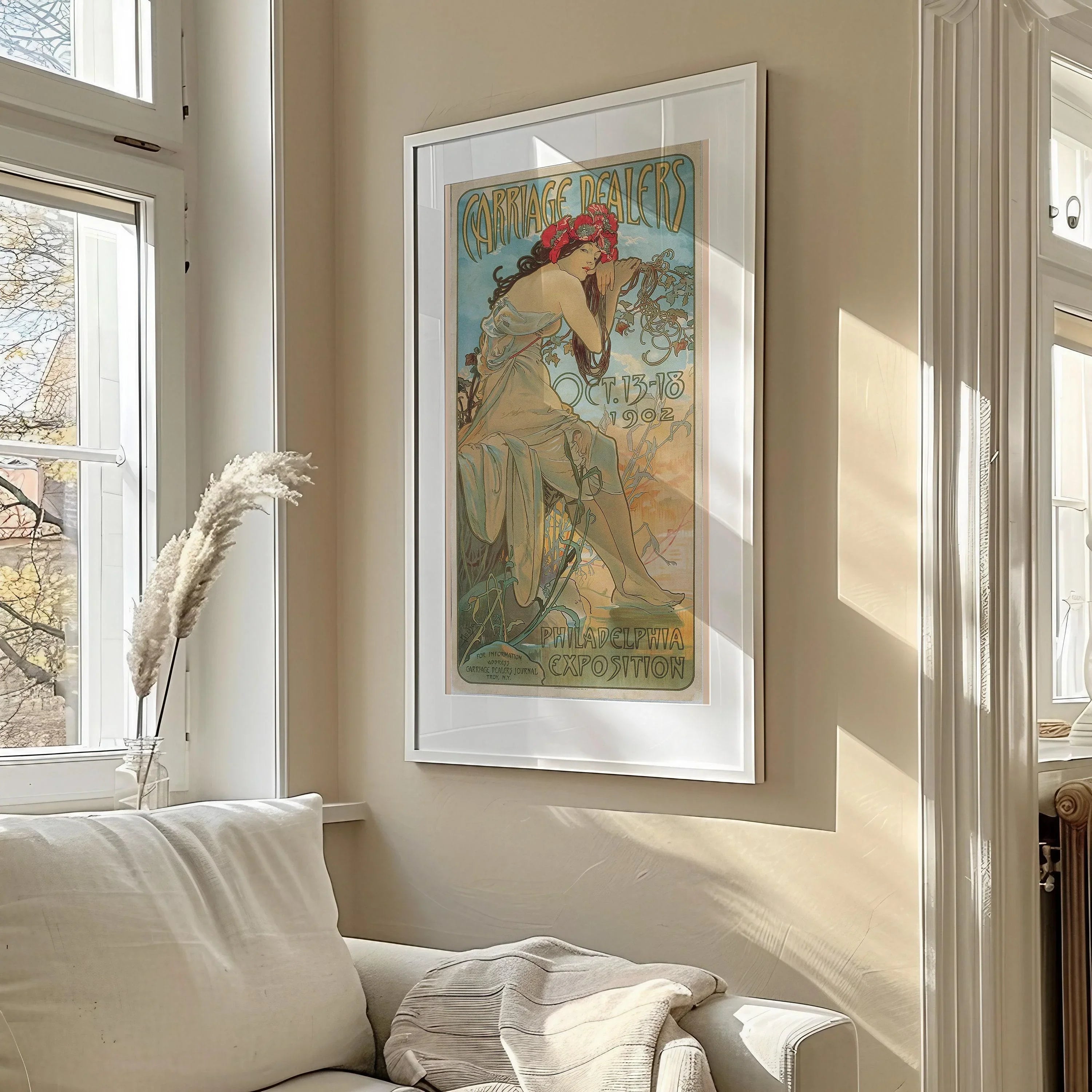 Alphonse Mucha - Carriage Dealers | Vintage Narrow Vertical Art (available handframed or unframed) 2x1