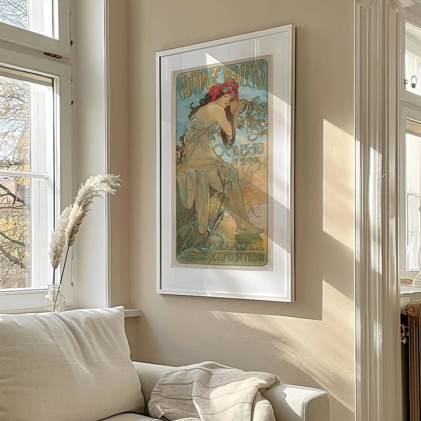 Alphonse Mucha - Carriage Dealers | Vintage Narrow Vertical Art (available handframed or unframed) 2x1