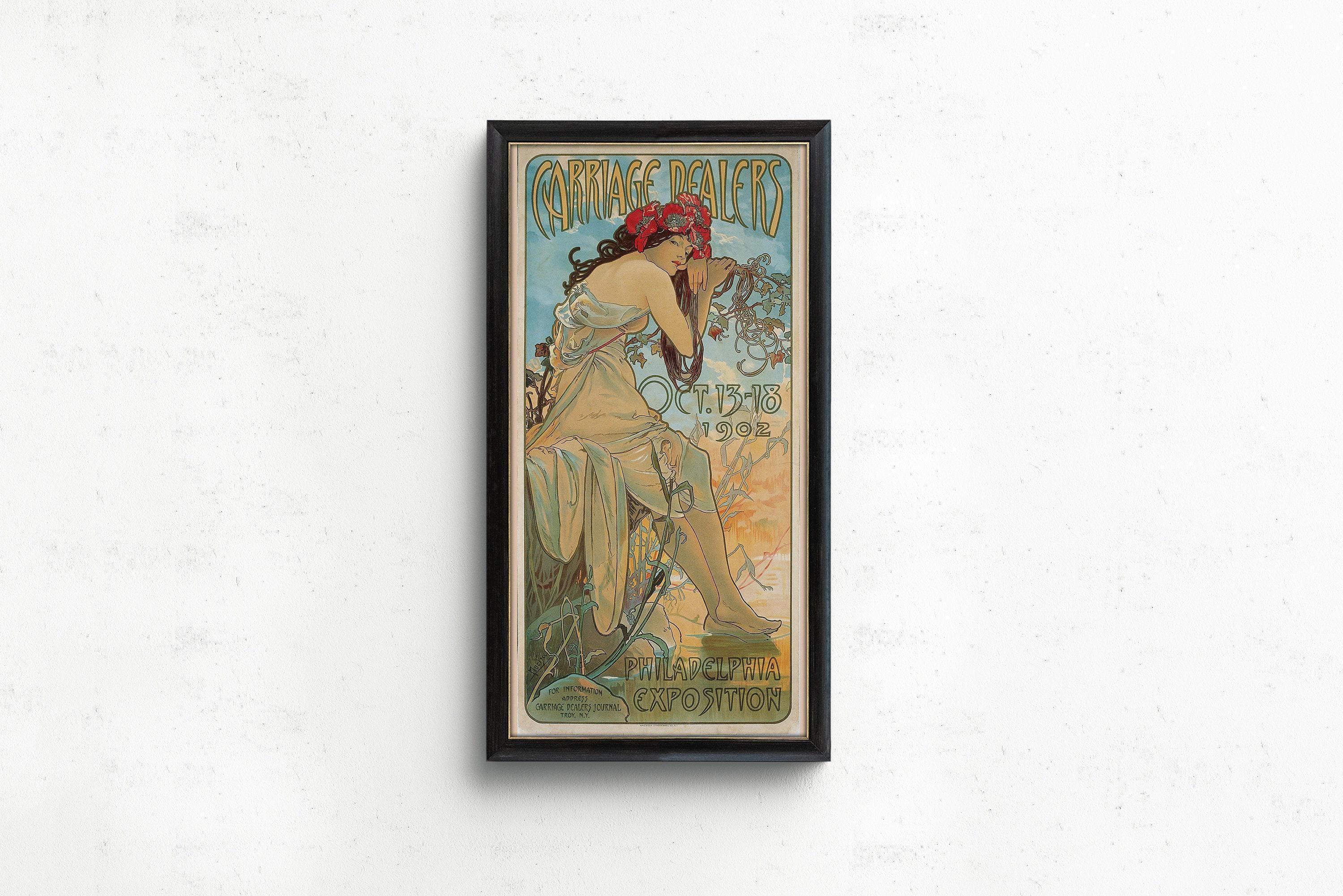 Alphonse Mucha - Carriage Dealers | Vintage Narrow Vertical Art (available handframed or unframed) 2x1