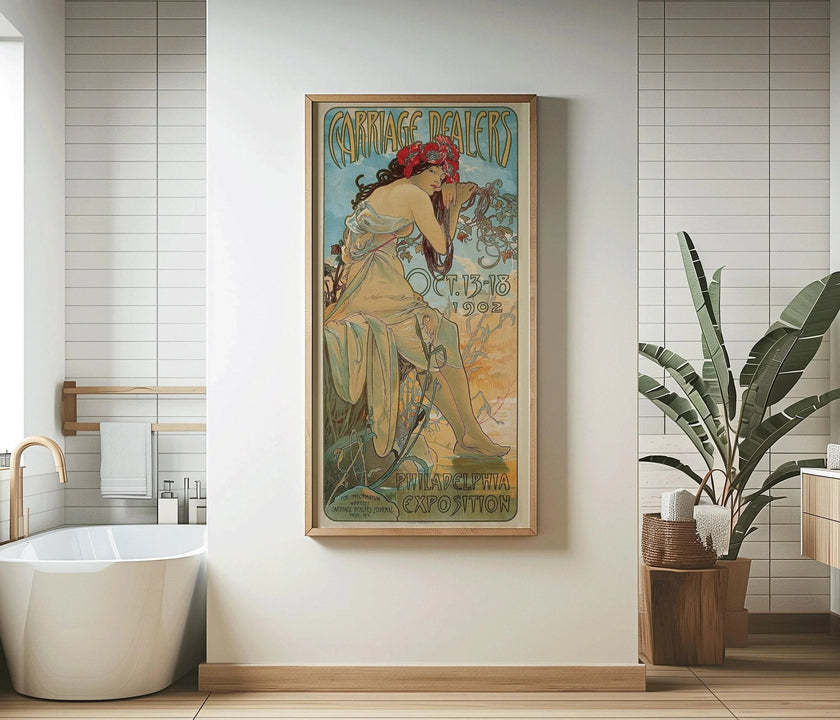 Alphonse Mucha - Carriage Dealers | Vintage Narrow Vertical Art (available handframed or unframed) 2x1