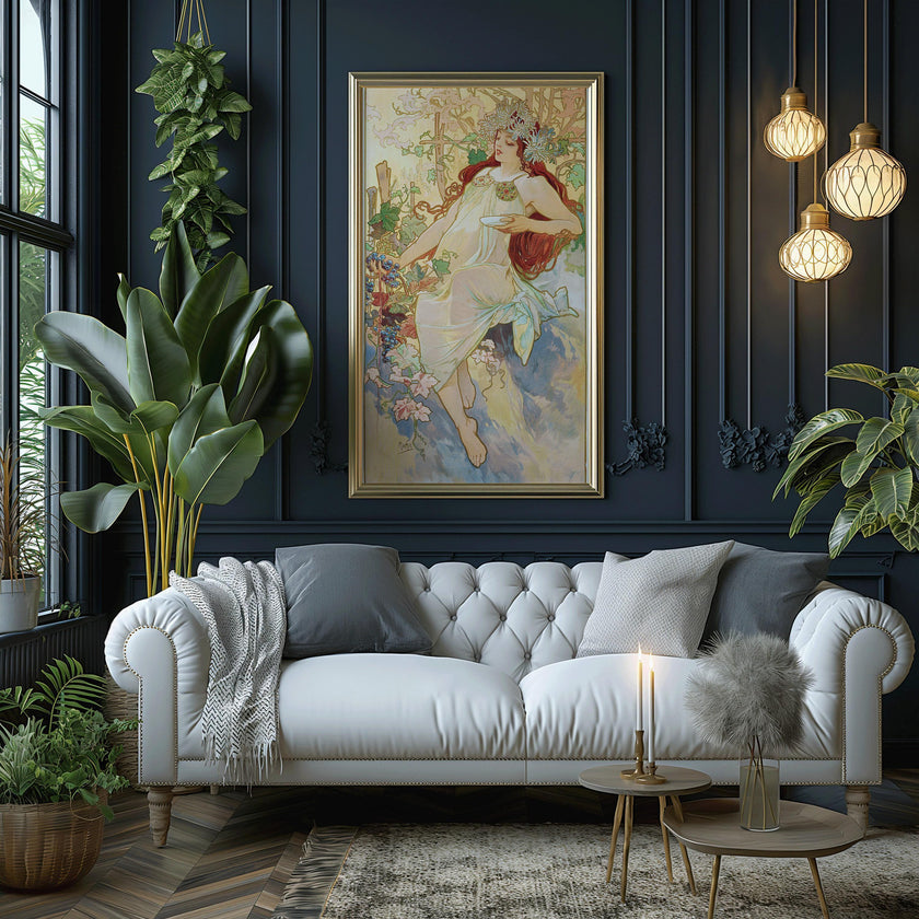 Alphonse Mucha - Les Saisons (L'ete/Summer) | Vintage Narrow Vertical Art (available handframed or unframed) 2x1