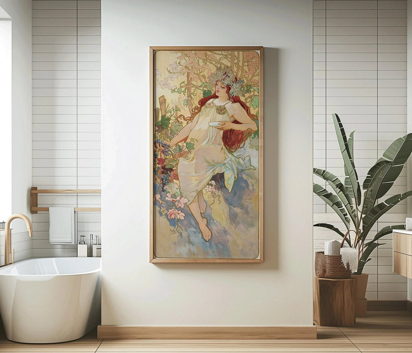 Alphonse Mucha - Les Saisons (L'ete/Summer) | Vintage Narrow Vertical Art (available handframed or unframed) 2x1