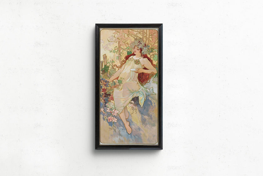 Alphonse Mucha - Les Saisons (L'ete/Summer) | Vintage Narrow Vertical Art (available handframed or unframed) 2x1