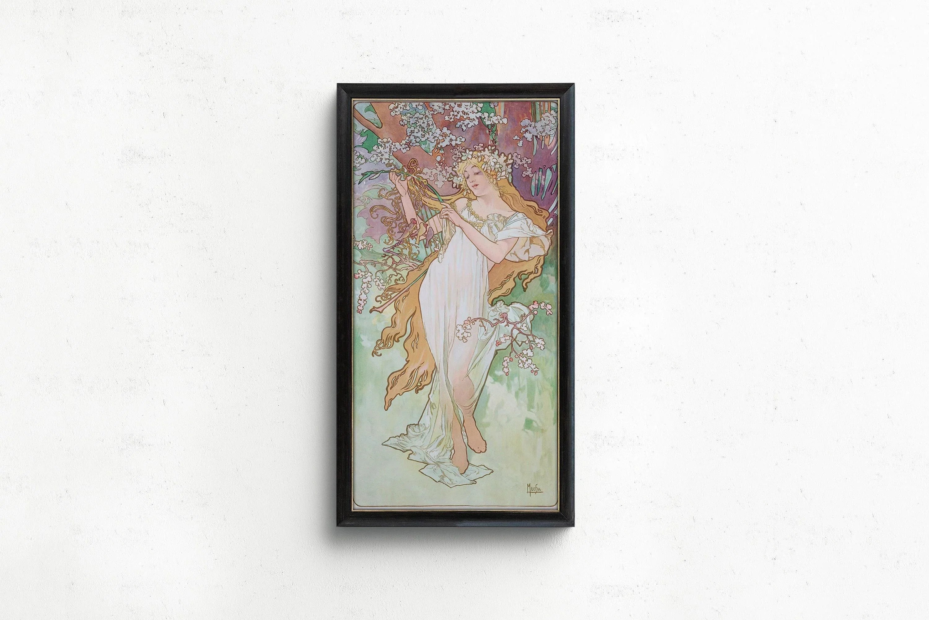 Alphonse Mucha - Les Saisons (Spring/Printemps) | Vintage Narrow Vertical Art (available handframed or unframed) 2x1